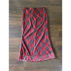 Shein Red Plaid Midi Skirt Y2K Tartan Checkered A-Line Punk Grunge Women’s M